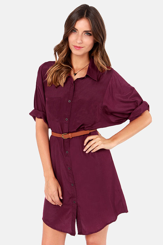 burgundy tshirt dress