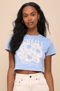 Heritage Light Blue Cropped Graphic Tee