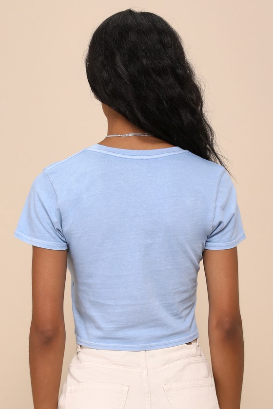 Shop O'neill Heritage Light Blue Cropped Graphic Tee