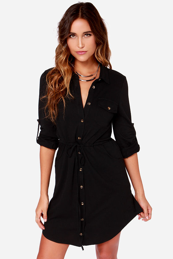 long sleeve button up dress