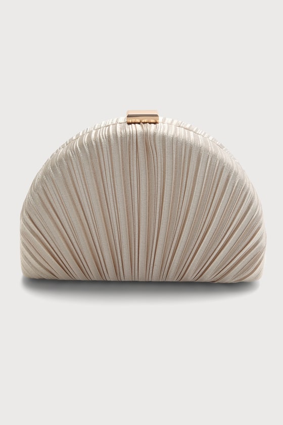 Pleat Perfection Champagne Pleated Hard Clutch 5