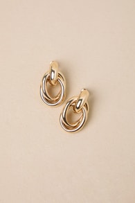 Luxe Desire Gold Interlocking Hoop Earrings 2
