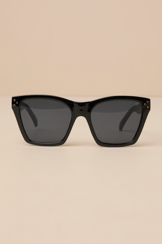 Shop Lulus Cool Outlook Black Oversized Square Sunglasses