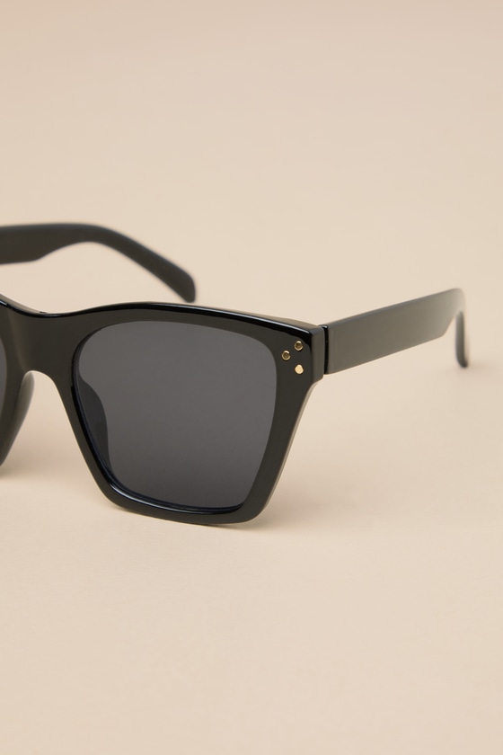 Shop Lulus Cool Outlook Black Oversized Square Sunglasses