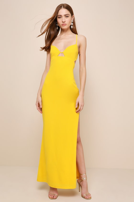 Yellow Maxi Dress - Cutout Maxi Dress - Lace-Up Maxi Dress - Lulus