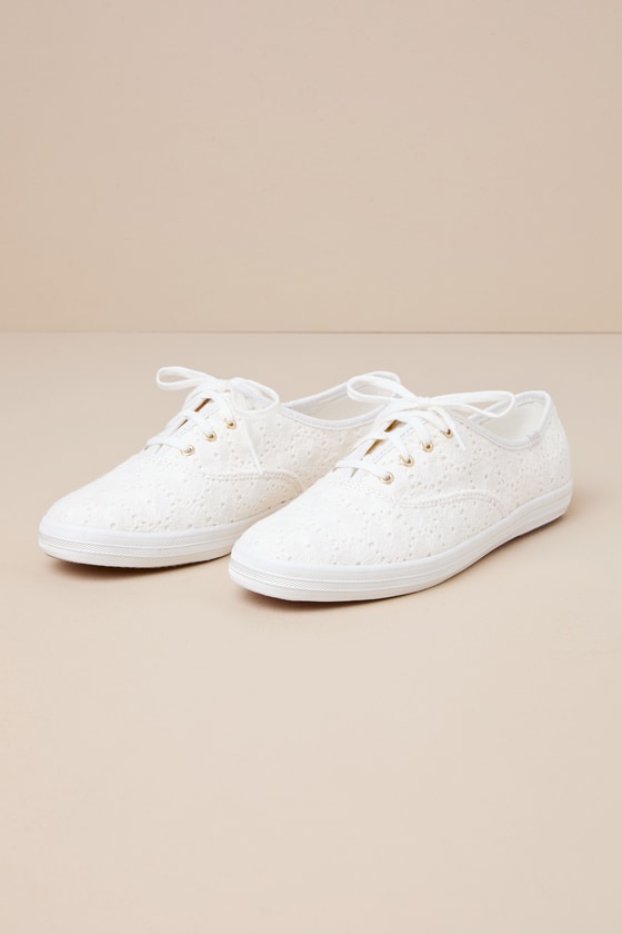 Champion Cream Crochet Lace-Up Sneakers 1