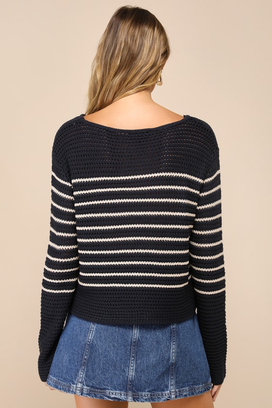 striped blue sweater
