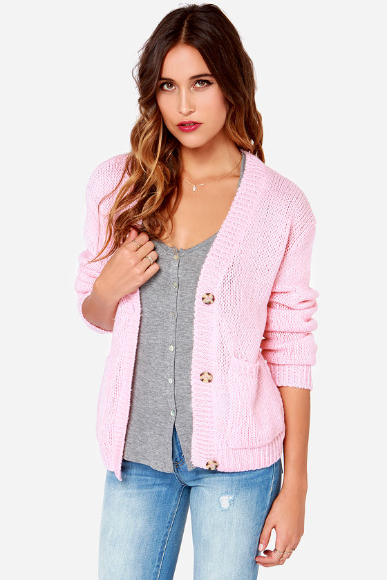 womens pink cardigan sweater