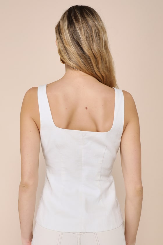 Lulus Poised Impulse Ivory Sleeveless Button-front Vest Top In Ivory