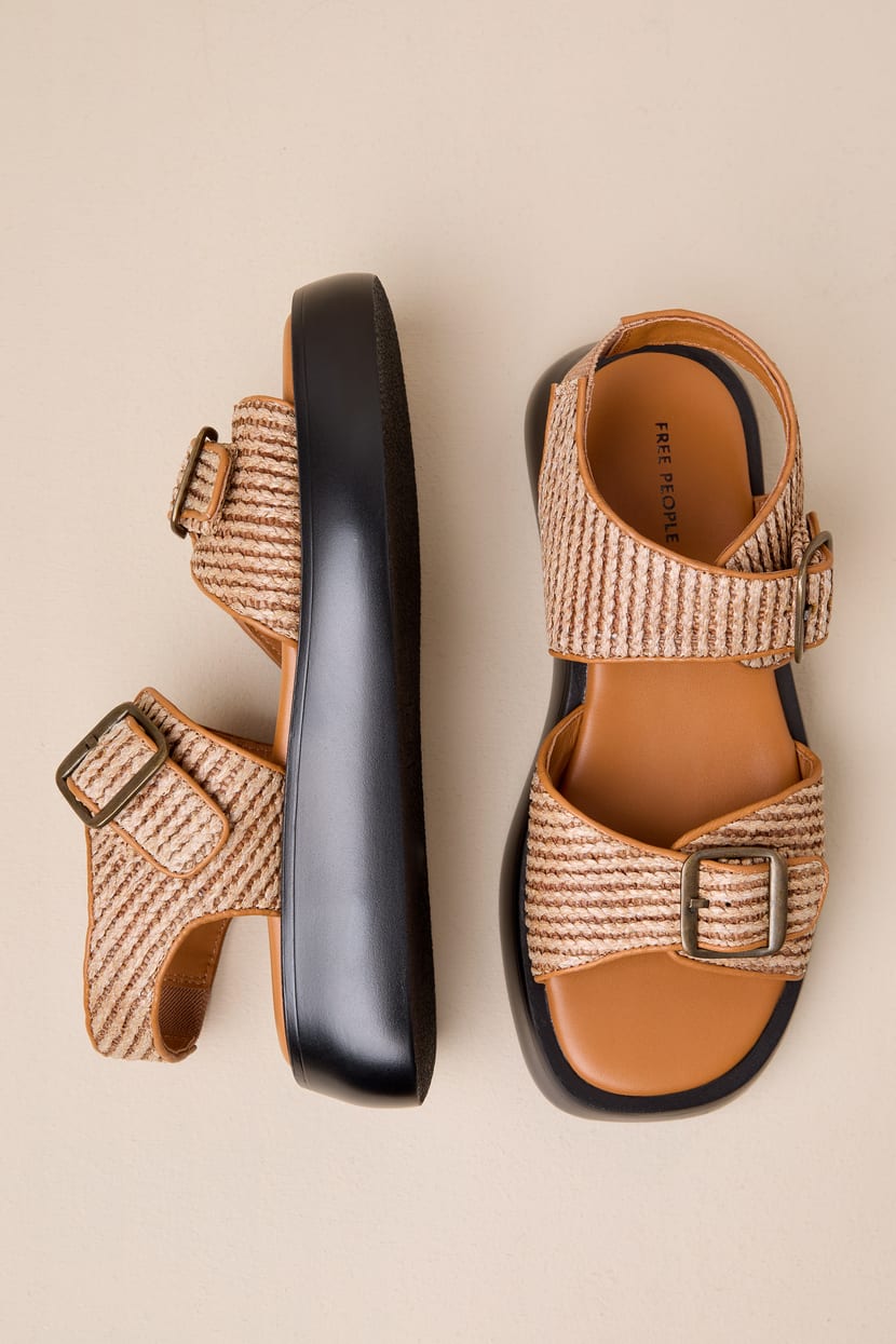 Free People Mandi Natural - Raffia Sandals - Buckle Sandals  display picture 1