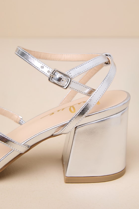 Shop Lulus Halia Silver Metallic Ankle Strap High Heel Sandals