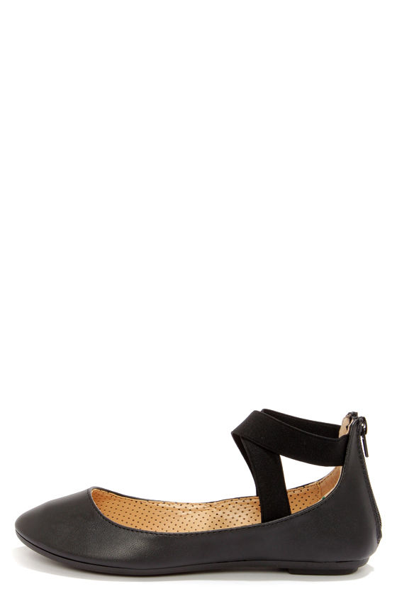 cute black flats with strap