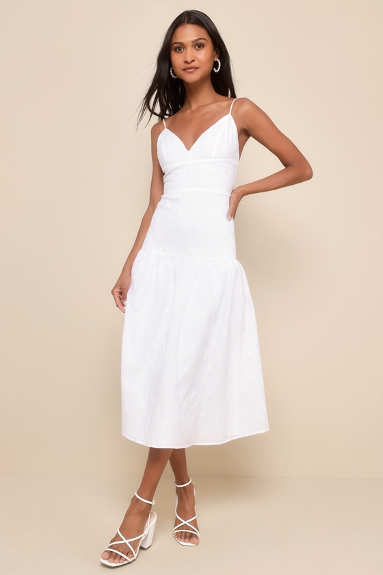 Deonne Twist Waist Midi Dress White