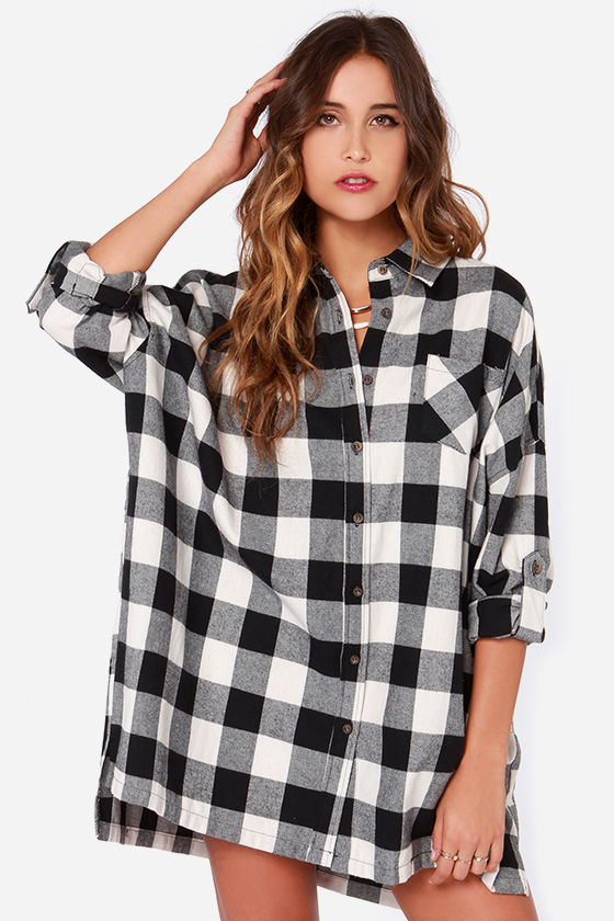 oversized plaid shirt dress