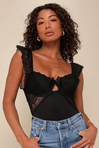 Sultry Example Black Lace Bustier Bodysuit