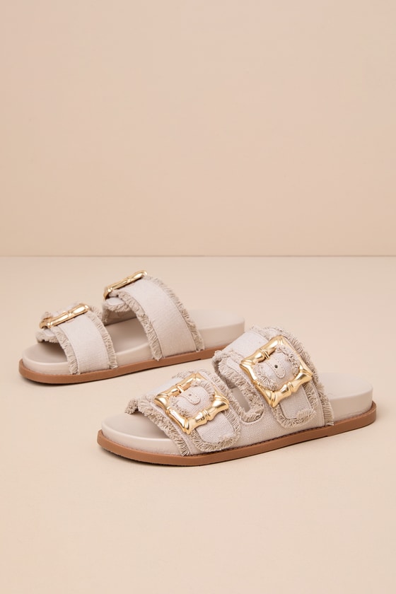 Enola Sporty Casual Oyster Buckled Slide Sandals 1