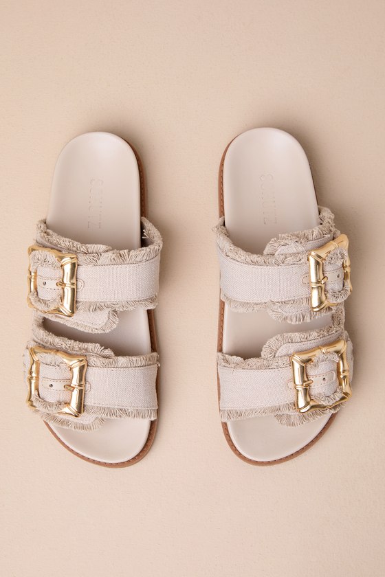 Shop Schutz Enola Sporty Casual Oyster Buckled Slide Sandals In Taupe