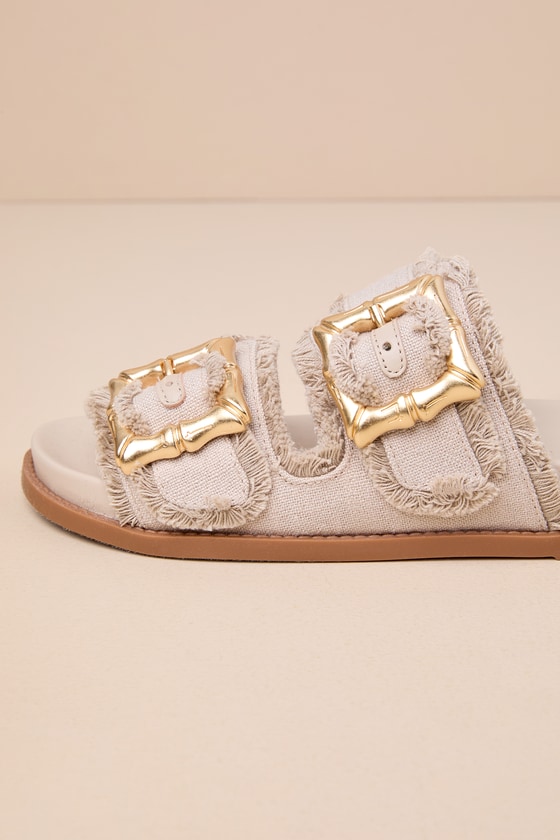 Shop Schutz Enola Sporty Casual Oyster Buckled Slide Sandals In Taupe