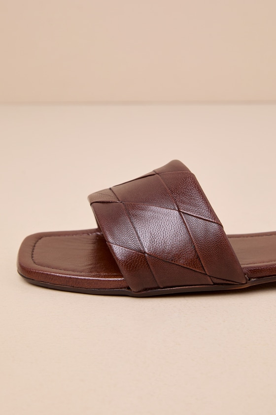 Shop Seychelles Portland Brown Leather Woven Slide Sandals