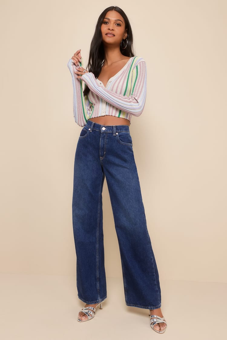 Free People Tinsley Dark Wash Jeans Baggy High-Rise Jeans Lulus