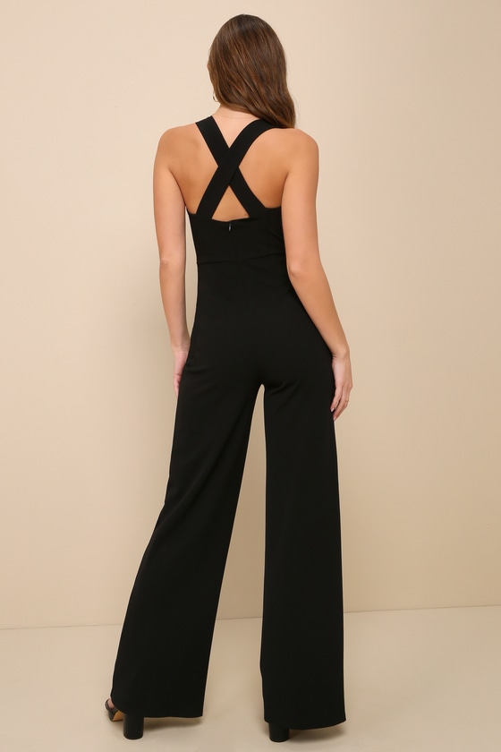 Shop Lulus Glamorous Dedication Black Sleeveless Wide-length Jumpsuit