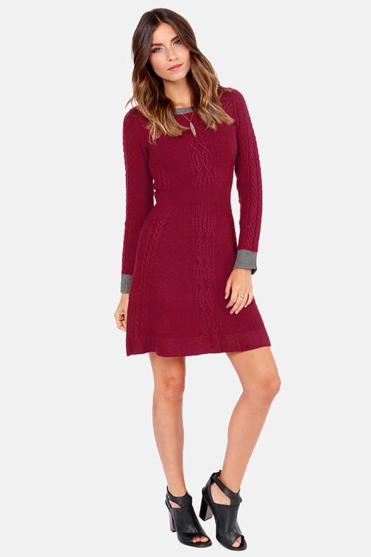 Cute Red Dress - Sweater Dress - A-Line Dress - $75.00 - Lulus
