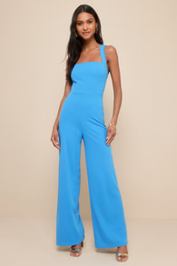 Glamorous Dedication Blue Sleeveless Wide-Length Jumpsuit 2