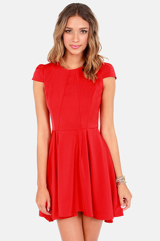 A Sight To Be Seam Red Skater Dress 1