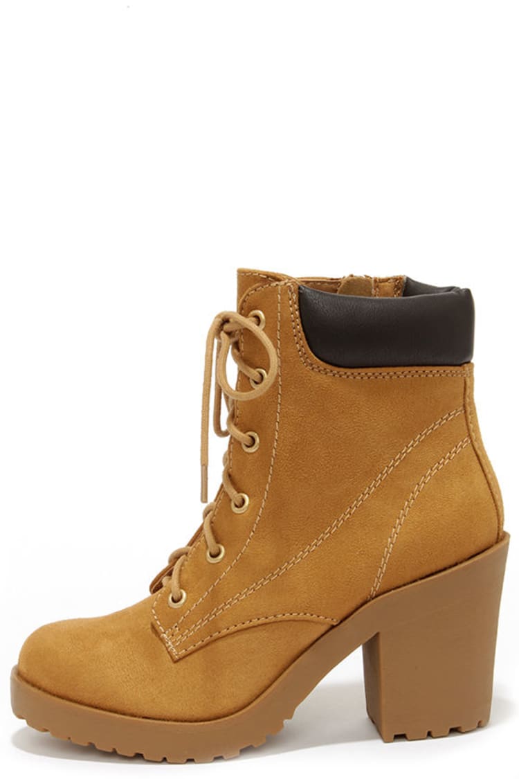 Cute Tan Boots - High Heel Work Boots - Ankle Boots - $36.00 - Lulus