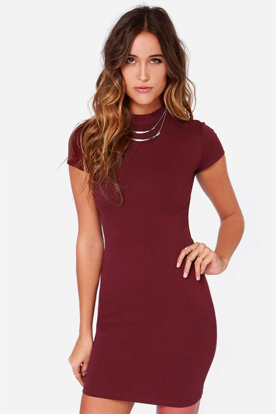 burgundy dress short sleeve