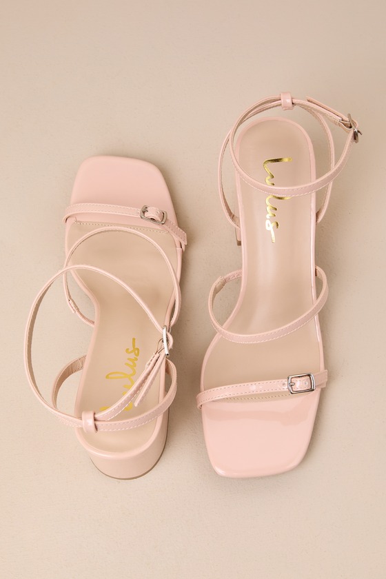Shop Lulus Halia Light Nude Patent Ankle Strap High Heel Sandals In Beige