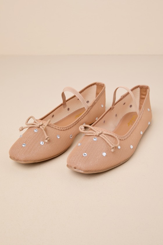Miliah Light Nude Mesh Rhinestone Ballet Flats 2