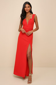 Daring Elegance Red Sleeveless Mermaid Maxi Dress