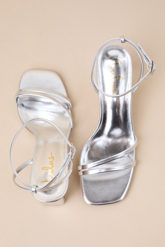 Shop Lulus Loxley Silver Metallic Ankle Strap High Heel Sandals