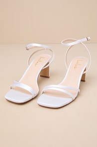 Loxley White Satin Ankle Strap High Heel Sandals