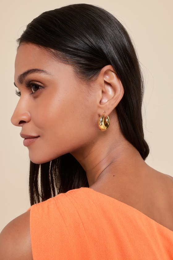 Lulus Timeless Darling Gold Puffy Hoop Earrings In Gold