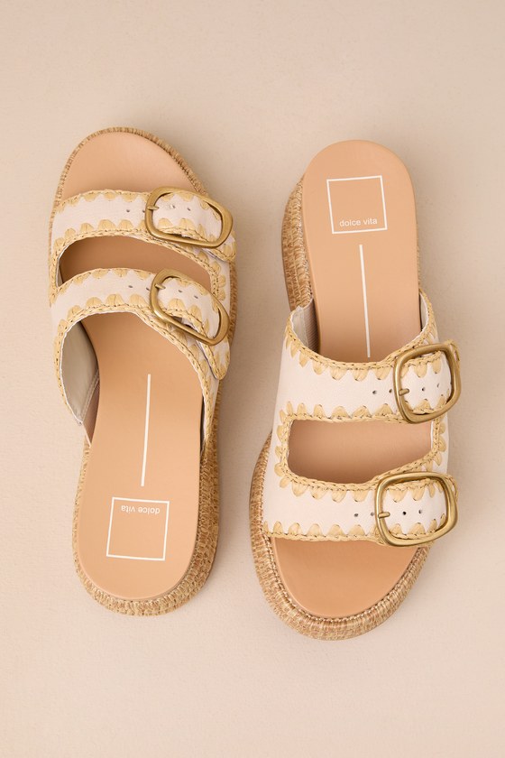  イッタラ ヴィトリーニ SAND サンド Dolce Vita Wanika Sand - Nubuck Leather Slides - Raffia Sandals