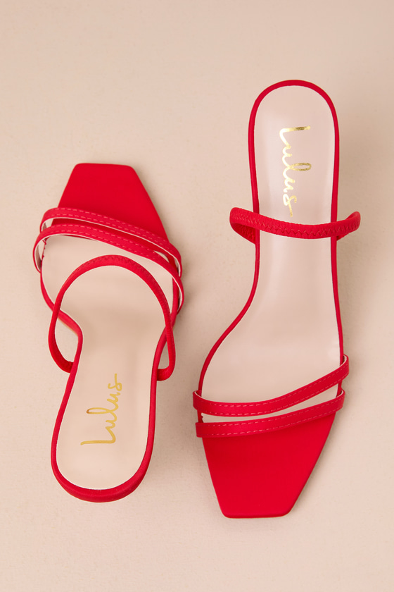Red High Heel Sandals - Slingback Sandals - Satin High Heels