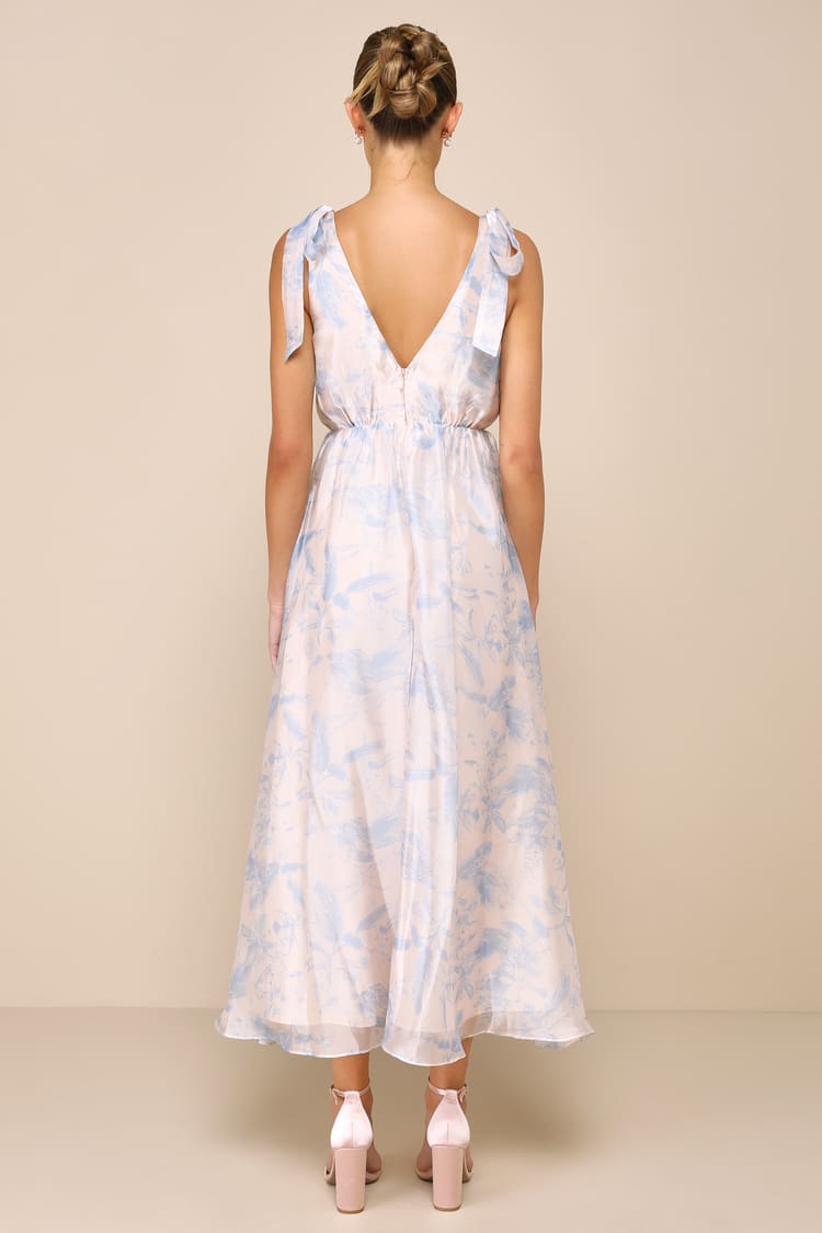 Blush and Blue Dress - Floral Dress - Cute Tie-Strap Maxi Dress - Lulus