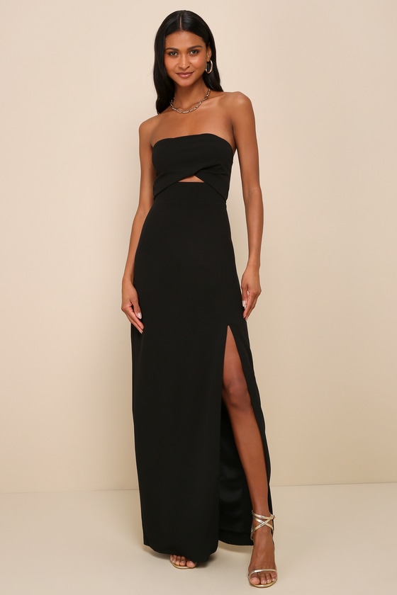 Extravagant Persona Black Strapless Cutout Column Maxi Dress 5
