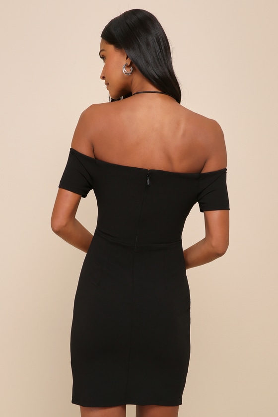 Cheers to This Black Off-the-Shoulder Bodycon Dress 7