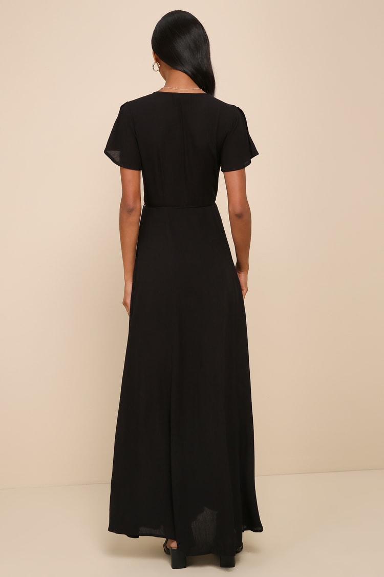 Lovely Wrap Dress - Black Dress - Maxi Dress - Lulus