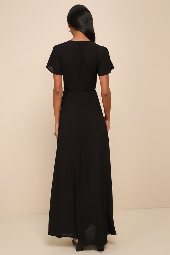Heart of Marigold Black Wrap Maxi Dress 6