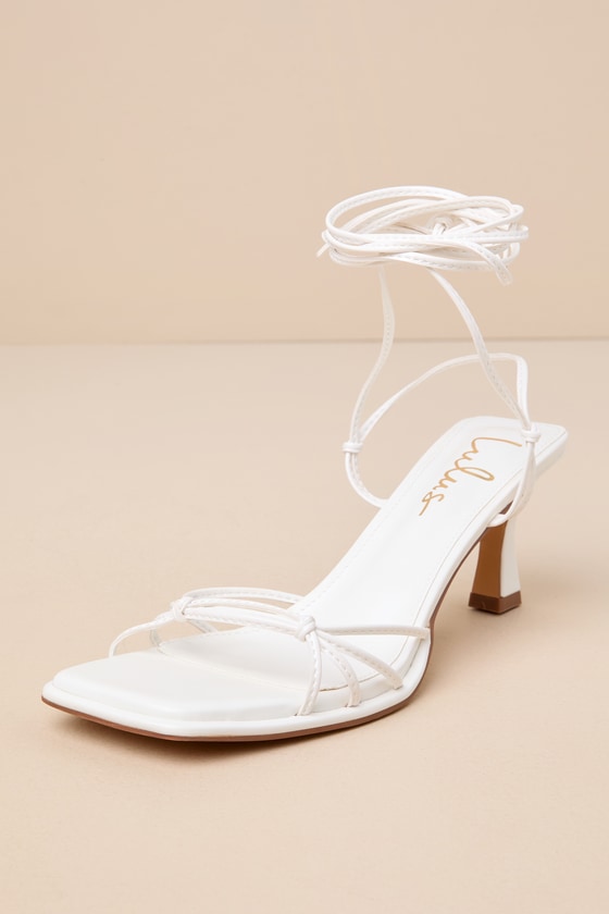 Lulus Zylah White Strappy Lace-up High Heel Sandals