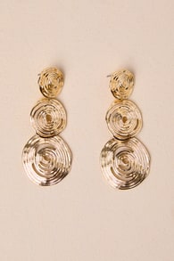 Stunning Gleam Gold Spiral Drop Statement Earrings