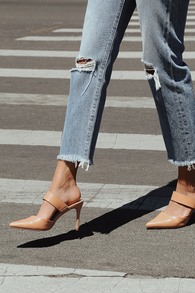Faire Tan Pointed-Toe Mules
