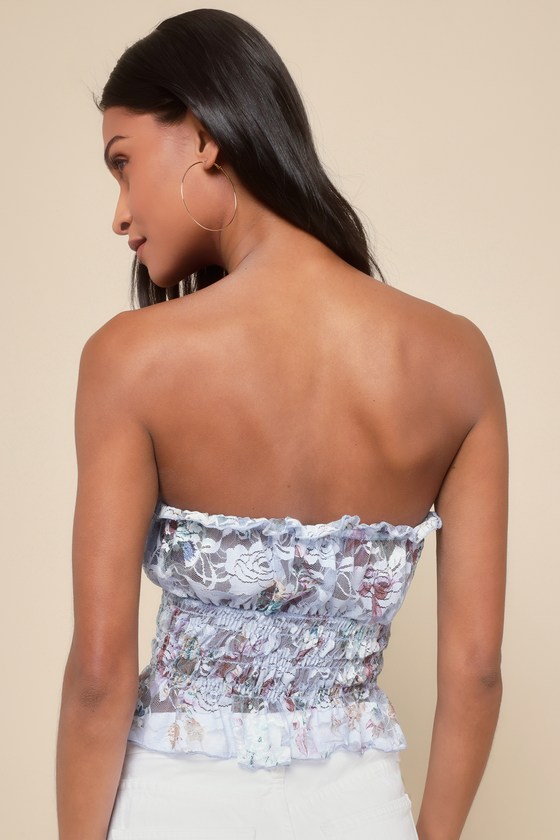Paco Rabanne x H&M HM Patterned Poplin Top Floral Blue Size