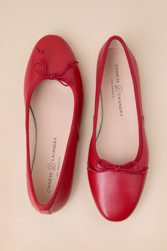 Shop Chinese Laundry Audrey Red Leather Bow Ballet Flats