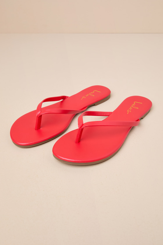Lulus Nicoh Cherry Flat Thong Sandals In Red