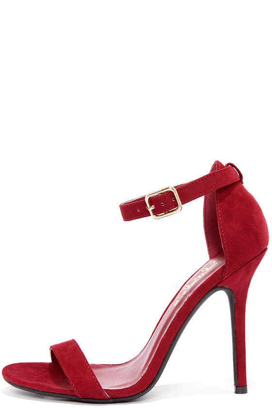 Sexy Wine Red Single Strap Heels - Ankle Strap Heels - Lulus